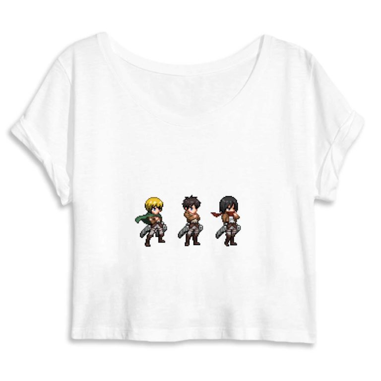 Crop Top 100% Coton Bio - Armin x Eren x Mikasa