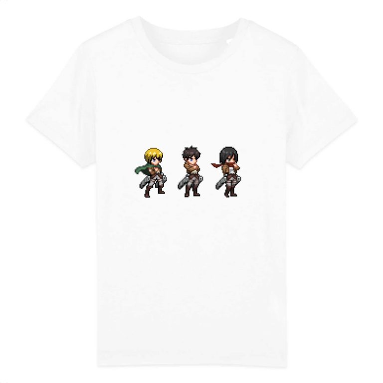 T-shirt 100% Coton Bio - Armin x Eren x Mikasa - Enfant