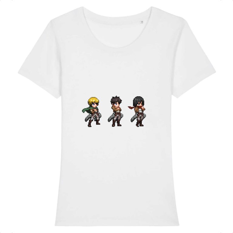 T-shirt 100% Coton Bio - Armin x Eren x Mikasa - Femme