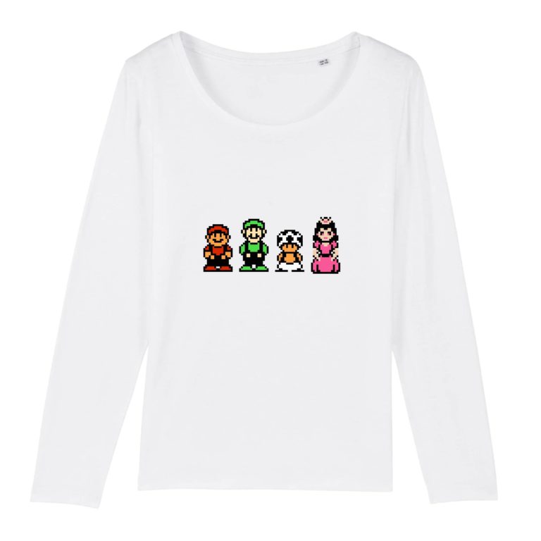 T-shirt manches longues 100% Coton Bio - Mario Bros. 2 - Femme