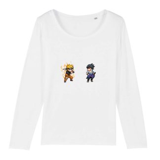 T-shirt manches longues 100% Coton Bio - Naruto Uzumaki x Sasuke Uchiha - Femme