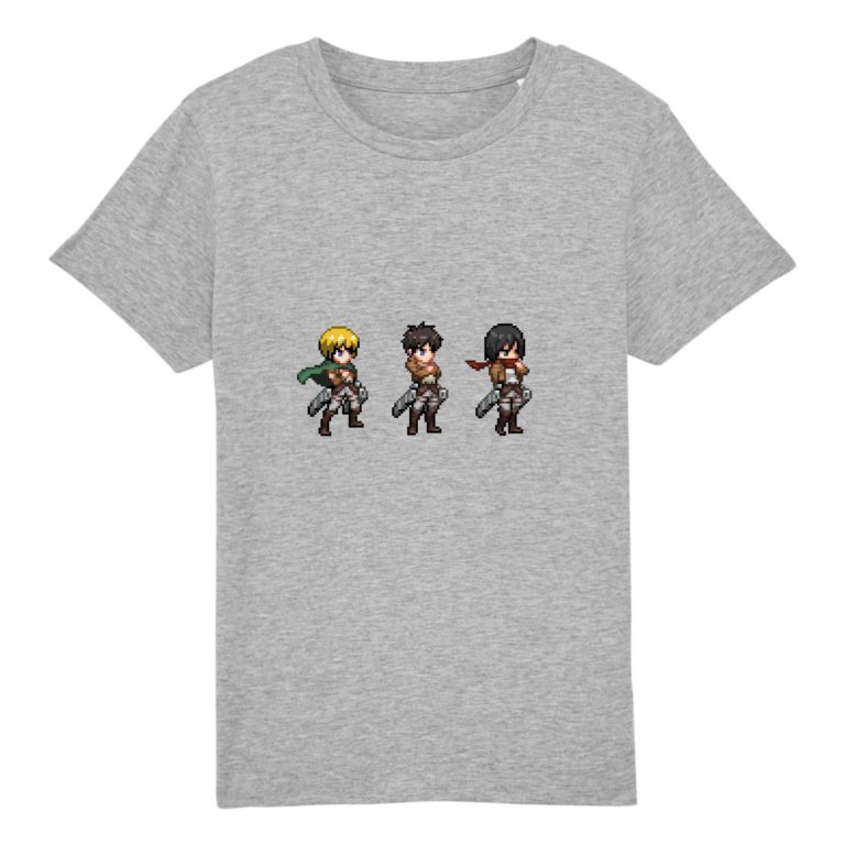 T-shirt 100% Coton Bio - Armin x Eren x Mikasa - Enfant