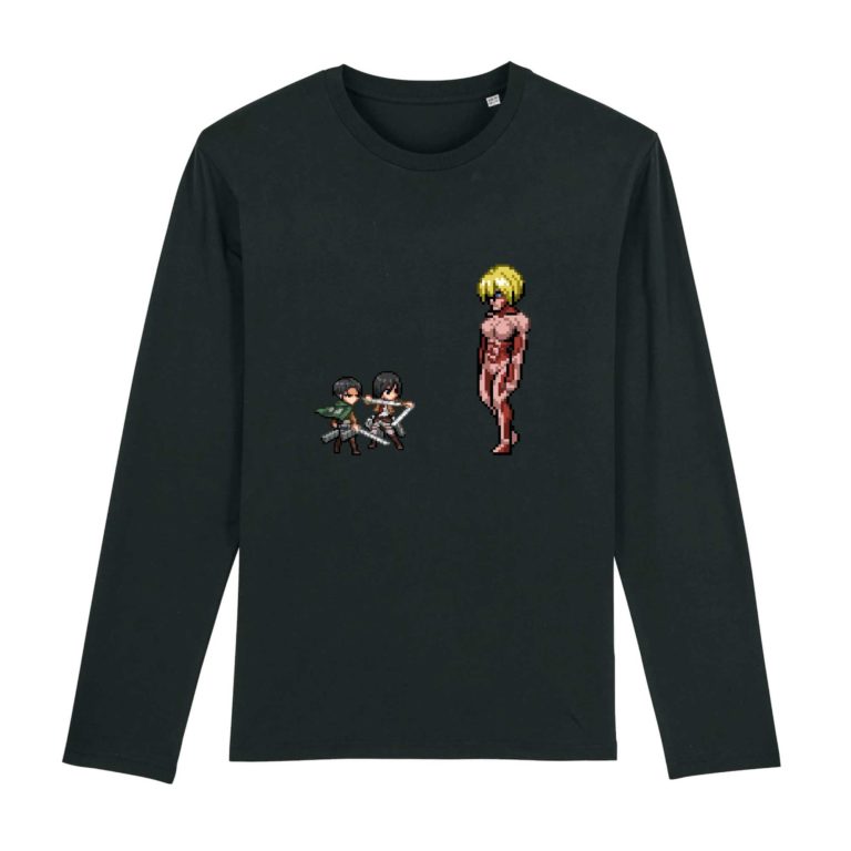 T-shirt manches longues 100% Coton Bio - Livai x Mikasa vs Annie - Homme