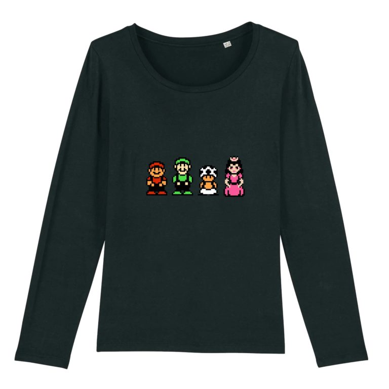 T-shirt manches longues 100% Coton Bio - Mario Bros. 2 - Femme