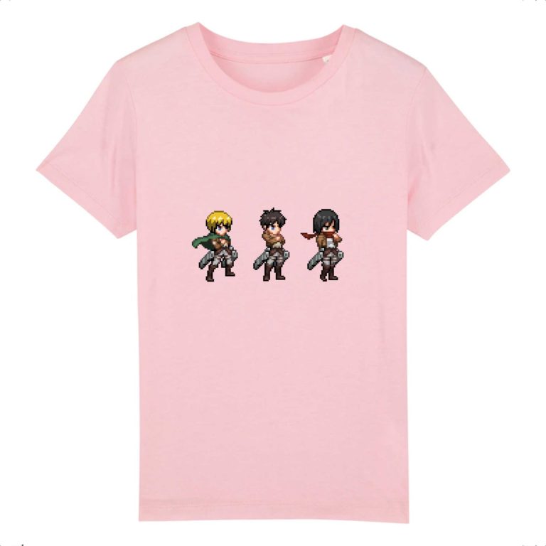 T-shirt 100% Coton Bio - Armin x Eren x Mikasa - Enfant